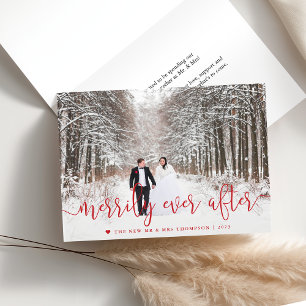 Merrily Ever After Wedding Photo Folded Holiday Card