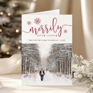 Merrily Ever After Wedding Photo Holiday Card