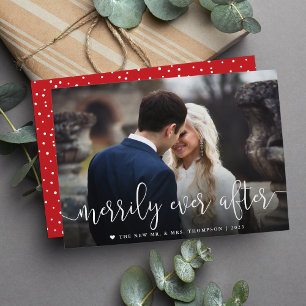 Merrily Ever After Wedding Photo Holiday Card