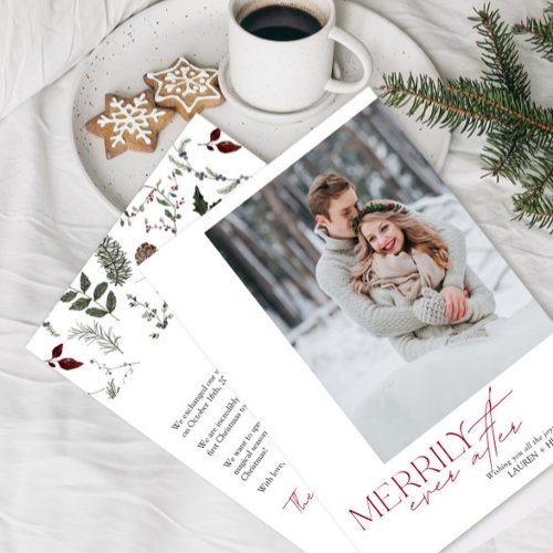 Merrily Ever After Wedding Photo Holiday Card