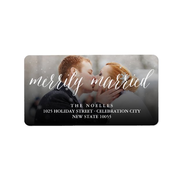 Merrily Married 1st Christmas Holiday Photo Labels