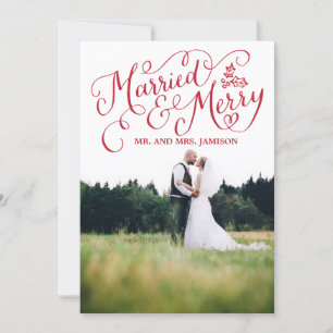 Merrily Married and Merry Christmas Photo Card