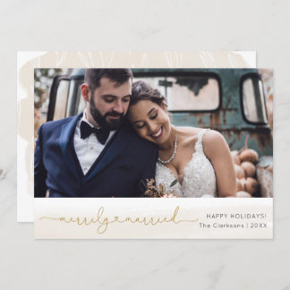 Merrily Married Christmas Holiday Photo Card