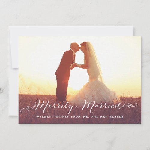 Merrily Married Christmas Photo Holiday Card