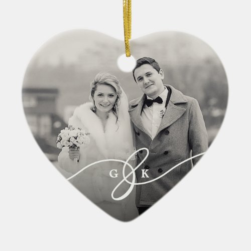 Merrily Married Mr And Mrs First Christmas Photo Ceramic Ornament