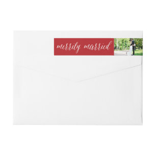 Merrily Married Mr And Mrs First Christmas Photo Wrap Around Label