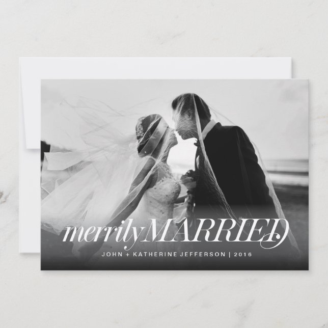 Merrily Married Newlywed Christmas Card (Front)