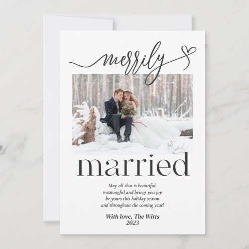 Merrily Married Newlywed Christmas Holiday Card