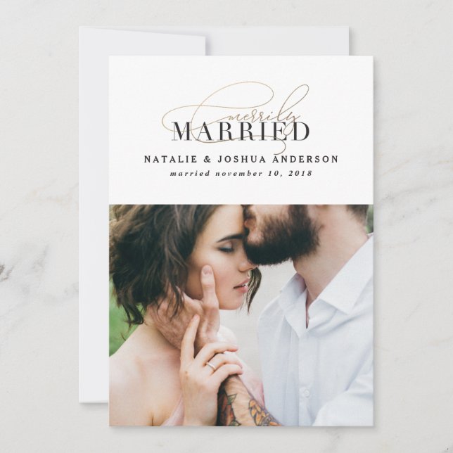 Merrily married wedding announcement (Front)