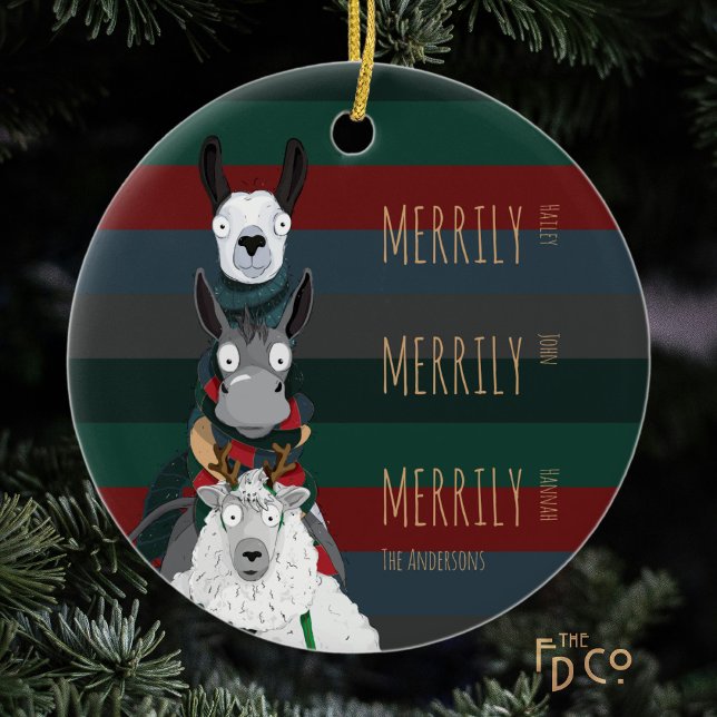 Merrily Merrily Merrily Funny Personalized Ceramic Ornament (Creator Uploaded)
