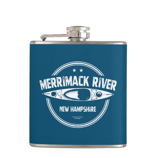 Merrimack River New Hampshire Kayak Flask (Front)