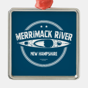 Merrimack River New Hampshire Kayak Metal Ornament