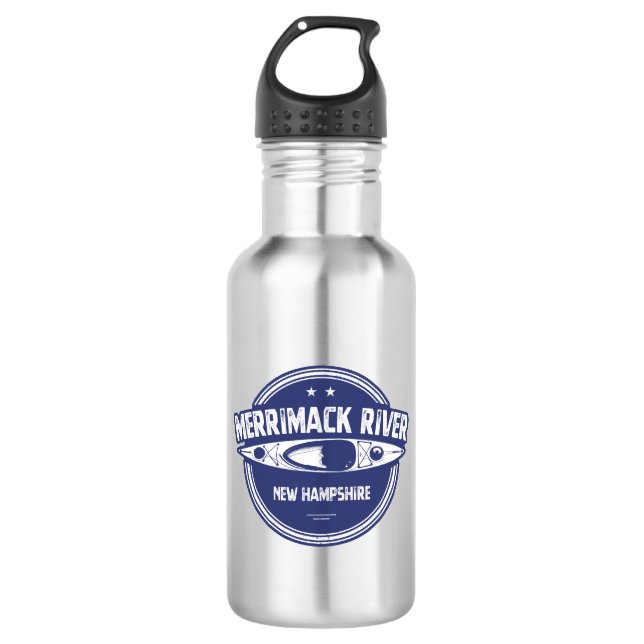 Merrimack River New Hampshire Kayak Stainless Steel Water Bottle (Front)