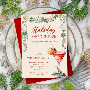 Merriment & Cheer Berry Martini Holiday Open House Invitation