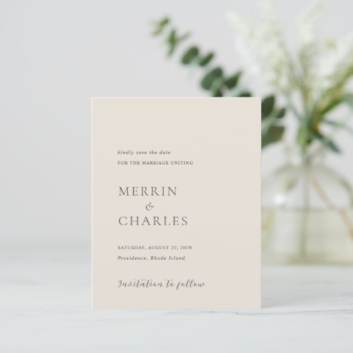 Merrin Beige Elegant Wedding Save the Date