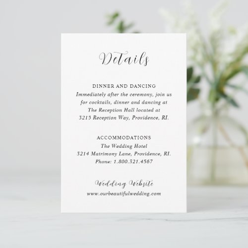 Merrin Black and White Elegant Wedding Enclosure Card