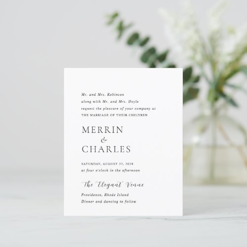 Merrin Black and White Elegant Wedding Invitation