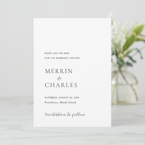 Merrin Black and White Elegant Wedding Save The Date