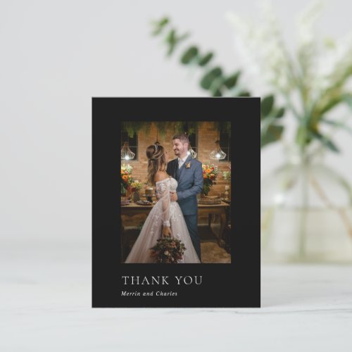 Merrin Black Elegant Wedding Thank You Card