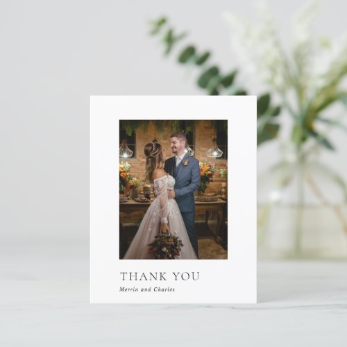 Merrin Black White Elegant Wedding Thank You Card