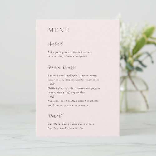 Merrin Blush Elegant Wedding Menu