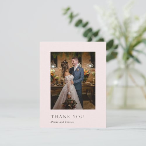 Merrin Blush Elegant Wedding Thank You Card