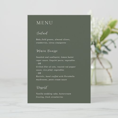 Merrin Moss Elegant Wedding Menu