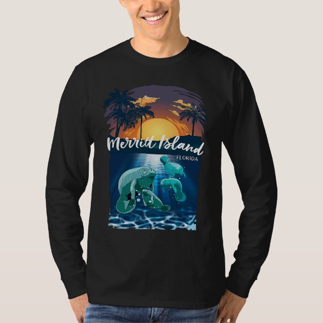 Merritt Island Florida Manatees Vacation Souvenir  T-Shirt (Front)