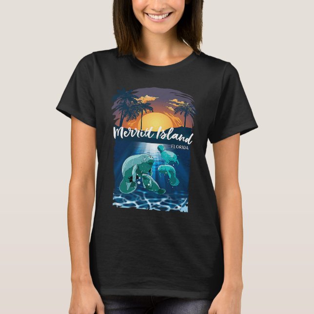Merritt Island Florida Manatees Vacation Souvenir  T-Shirt (Front)
