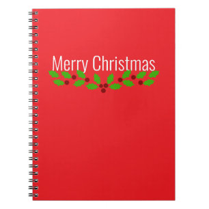 Merrry Christmas, holiday red, Notebook