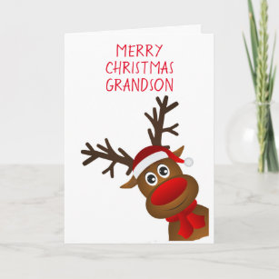 GRANDSON OR GRANDDAUGHTER 1ST CHRISTMAS CARD LARGE CUTE SANTA 1ST CHRISTMAS 