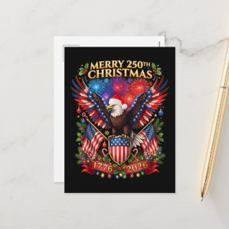 Merry 250th Christmas 1776 2026 Patriotic Eagle Holiday Postcard