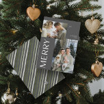 Merry 2 Photo Collage Modern Gray Christmas Holiday Card<br><div class="desc">This year, let your friends and family know you care with the Merry 2 Photo Collage Modern Gray Christmas card. Not only is it stylish and up-to-date, but it has enough space for you to include two of your favorite memories from the past year. The design is clean and minimal...</div>