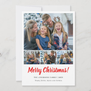 Merry 4 photos collage Christmas Holiday  Card