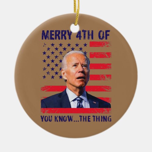 Merry 4th Of  Ceramic Ornament