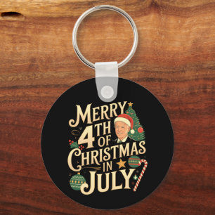 Merry 4th of Christmas in July Funny Biden Memes Keychain