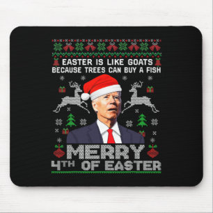 Merry 4th Of Easter Fun Biden Ugly Christmas Men Mouse Pad