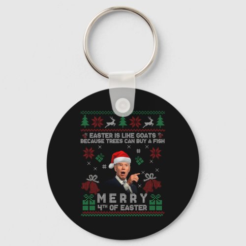 Merry 4th Of Easter Fun Joe Biden Christmas  Keychain