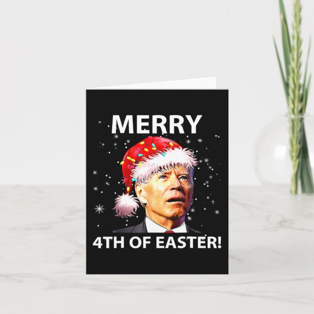 Merry 4th Of Easter Fun Joe Biden Christmas Ugly   Card (Front)