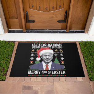 Merry 4th Of Easter Funny Biden Ugly Christmas Doormat