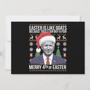 Merry 4th Of Easter Funny Biden Ugly Christmas Holiday Card