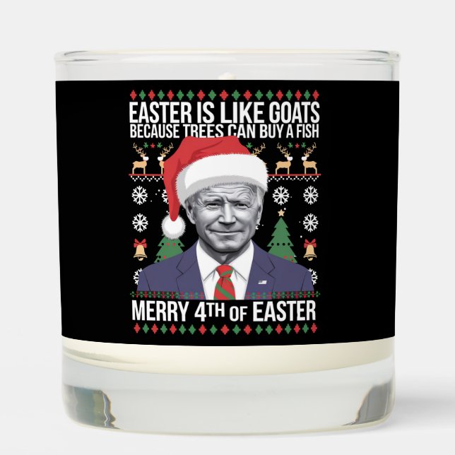 Merry 4th Of Easter Funny Biden Ugly Christmas  Scented Candle (Front)