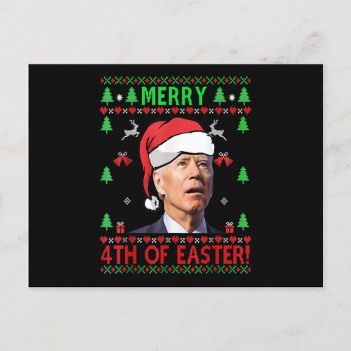 Merry 4th Of Easter Funny Joe Biden Christmas Postcard