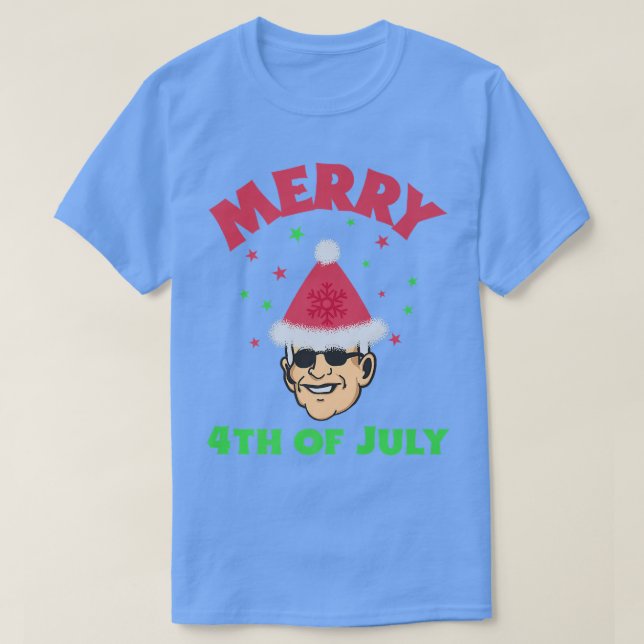 Merry 4th of July - Joe Biden Funny Confused Happy T-Shirt (Design Front)