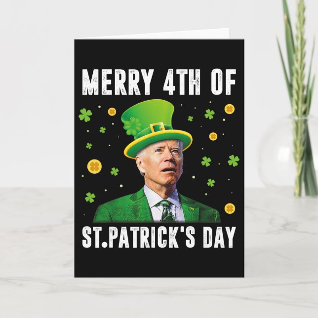 Merry 4th Of St Patricks Day Confused Funny Joe Bi Card (Front)