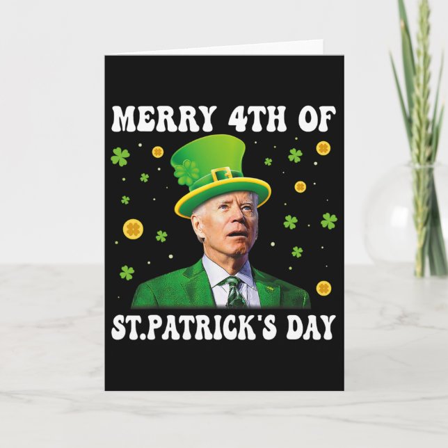 Merry 4th Of St Patricks Day Groovy Joe Biden Conf Card (Front)