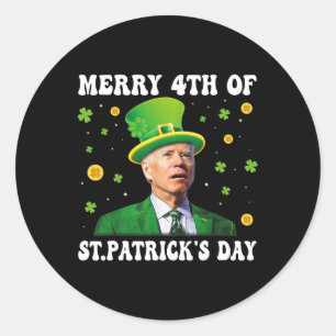 Merry 4th Of St Patricks Day Groovy Joe Biden Conf Classic Round Sticker