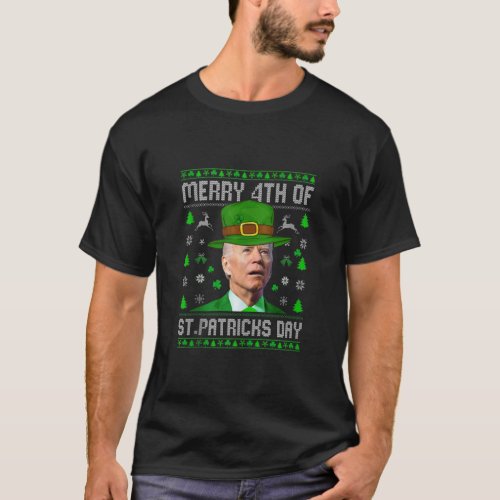 Merry 4Th Of St Patricks Day Joe Biden Hat Clover T_Shirt