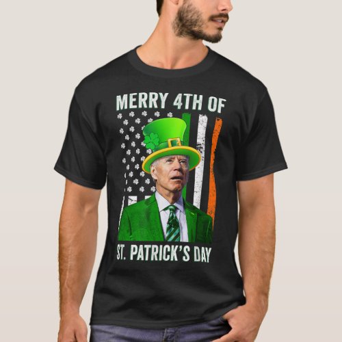 Merry 4th Of St Patricks Day Joe Biden Leprechau T_Shirt