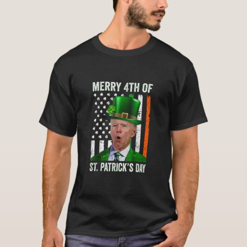 Merry 4th Of St Patricks Day Joe Biden Leprechaun T_Shirt
